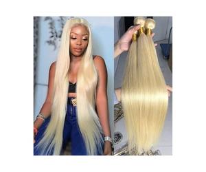 Épaisse, #613 faisceaux de cheveux blonds humains droits pour un usage quotidien