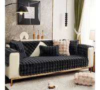 éPaisse Housse De Canapé 1 2 3 4 Places RevêTement De Canapé AntidéRapante En Peluche L/U Couverture De Canapé Universelle D'Angle BéBé Rampant Tapis De Protection Chat Couvre-Lit(70X90cm,Black)