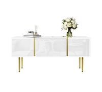 épaississement matériel résistant à la corrosion table basse blanche, haute brillance, moderne et minimaliste avec 2 tiroirs