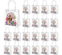 Epakh Lot de 20 sacs cadeaux en PVC transparent avec poignées - 20,3 x 20,3 x 8,9 cm - Sacs cadeaux espagnols latino-américains pour décorations du mois du patrimoine hispanique national américain