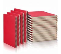 Epakh Lot de 22 carnets de notes à spirale A5 pour rentrée scolaire, rouge | Cahier à spirales à couverture rigide 14 x 21,1 cm - Premier jour d'école - Papier kraft - Carnet de bureau - 50 feuilles