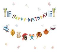 Epakh Lot de 26 bannières d'anniversaire de la mythologie grecque antique - Décorations à suspendre - Mythologie de la Grèce - Percy Jackson - Décoration d'anniversaire - Fournitures de fête