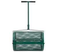 Épandeur à compost 75 l en acier vert Ø 40 x 60 cm avec poignée en T et fermetures latérales pour une répartition uniforme du compost, du paillis, de l'humus, des feuilles et des coupes de pelouse
