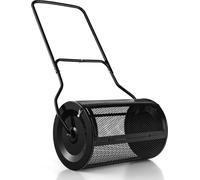 Epandeur à compost COSTWAY 80L, épandeur de tourbe avec poignée en U et panier en maille, épandeur d'engrais pour le jardin, composteur métallique, épandeur de graines, épandeur manuel noir