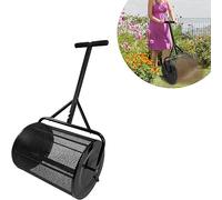 Épandeur de compost de 60 L, 40 x 65 cm, engrais de pelouse en acier, épandeur d'herbe à remplir avec poignée en mousse, épandeur de graines polyvalent pour jardin et cour