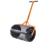Épandeur de Compost Mousse de Tourbe-VEVOR-60 cm, Épandeur de Gazon à Rouleau, avec Poignée T Hauteur Réglable, Noir