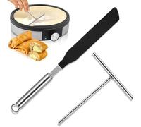 Épandeur de Crêpes,2Pcs Râteau Etaleur Crepe, Ensemble Spatule et D'épandeur en Acier Inoxydable, Répartiteur de Pâte en Forme de T