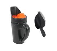 Épandeur manuel en plastique léger pour une répartition uniforme de l'engrais pour gazon, sel de neige et produits chimiques de piscine sans déchets (orange avec truelle)