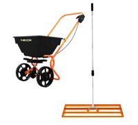 Épandeur Rotatif & Niveleur de Pelouse 100 cm (Orange) Râteau de Nivellement Saleuse Fertiliseur