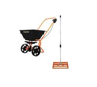 Epandeur Rotatif & Niveleur de Pelouse 50 cm (Orange) Râteau de Nivellement Saleuse Fertiliseur