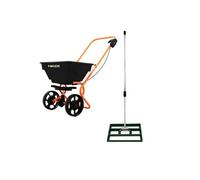 Epandeur Rotatif & Niveleur de Pelouse 50 cm (Vert) Râteau de Nivellement Saleuse Fertiliseur