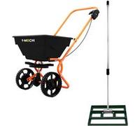 Épandeur Rotatif & Niveleur de Pelouse 50 cm (Vert) Râteau de Nivellement Saleuse Fertiliseur Multicolore