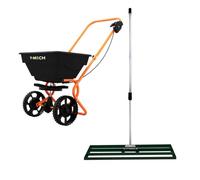 Épandeur Rotatif & Niveleur de Pelouse - MONSTERSHOP - 100 cm - Vert - Distribution d'engrais - Entretien facile