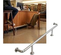 EPANO LXXW Kit de Rails Pieds Barre en Acier Inoxydable, Support Barres 3,28 à 16,4 for Restaurant, Cuisine, café, Bureau réception Kit de Repose-Pieds de Barre(Silver,5.0M/16.40FT)