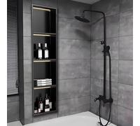 EPANO LXXW Niche de Douche LED encastrée, Acier Inoxydable Noir Mat, Installation Facile(120x28cm)