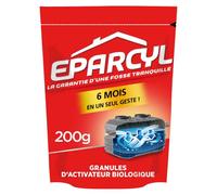 EPARCYL Granules, 6 Mois de Traitement, Diffusion continue, Sachet Granules d'Activateur Biologique, Entretien de la Fosse Septique, Fosses Toutes Eaux, Evite les Odeurs et Engorgements, 200g