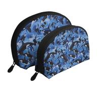 Épaulards Orques Mer, Trousse de Maquillage Coquille Femme Petit Porte-Monnaie Trousse de Toilette Trousse à cosmétiques 2 pièces