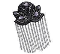 Épaule Badge 1 broche d'épaule classique faite à la main en métal avec pompon, bijou à pointes, accessoires for blazer(Black)