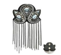 Épaule Badge Epaulette Brooch Pin Bead Long Tassel Chain Electroplating Decor DIY Men Women Bling Clothing Shoulder Jewelry