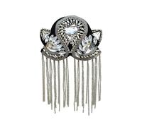 Épaule Badge Epaulette Brooch Pin Bead Long Tassel Chain Electroplating Decor DIY Men Women Bling Clothing Shoulder Jewelry