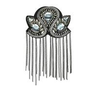 Épaule Badge Epaulette Brooch Pin Bead Long Tassel Chain Electroplating Decor DIY Men Women Bling Clothing Shoulder Jewelry