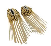 Épaulettes à rivets en métal tendance pour homme et femme - Accessoires de costume de piste de scène - Épaulière - Badge pour robe extérieure - Accessoires d'épaule (une paire), Width: 3.4 inches
