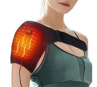 Épaulière avec chaleur, coussin chauffant électrique pour épaule, manchon de compression réglable avec 3 réglages de chaleur, poche d'alimentation portable pour gauche ou droite, pour les blessures