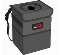 EPAUTO Poubelle de Voiture étanche avec Couvercle et Poches de Rangement, Gris foncé
