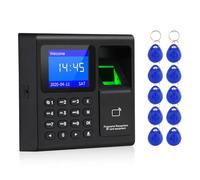 Epdpekc Machine de Présence D'Empreintes Digitales + 10 Cartes Contrôle D'Accès Enregistreur D'Horloge Électrique Clavier RFID Gestion des Données USB Enregistreur D'Horloge
