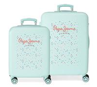 epe Jeans Leslie Valise Cabine Bleue 38 x 55 x 20 cm Rigide ABS Fermeture à Combinaison, Turquoise, Dimensiones, Set valises