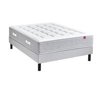 Epeda Ensemble Le MAJESTUEUX + Sommier Confort Medium + Pieds 90x200 Gris Souris Ressorts