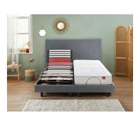 Epeda Sommier Electrique 2 x 80 x 200 Escapade Relax 1620D + Tête de lit Gris Fonce