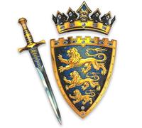 Épée & Bouclier de Roi pour Enfant avec Couronne - Triple Lion, 3-8 Ans | Triple Lion | Ensemble de Roi 3 Pièces avec Épée & Bouclier en Mousse, Couronne, Jeu de Rôle & Aventures Royales