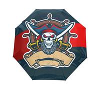 Épée De Crâne De Pirate Parapluie Pliant Ouverture et Fermeture Automatique Protection UV Parapluies Pliant Coupe-Vent Ultra-léger pour Voyager Plage Femmes Enfants Fille