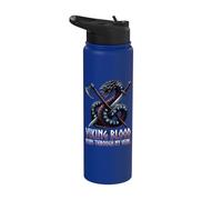 Épée de hache dragon runique coule à travers mes veines Viking Blood Runs Through My Veins Stainless Steel Insulated Water Bottle