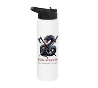 Épée de hache dragon runique coule à travers mes veines Viking Blood Runs Through My Veins Stainless Steel Insulated Water Bottle
