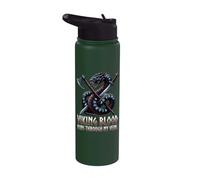 Épée de hache dragon runique coule à travers mes veines Viking Blood Runs Through My Veins Stainless Steel Insulated Water Bottle