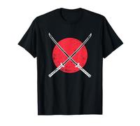 Épée de samouraï croisée devant le drapeau du Japon T-Shirt
