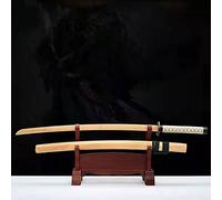 Épée de samouraï d'entraînement en bois 104 cm,lame bambou épaissie d'une seule pièce,Katana fait main avec fourreau,accessoires alliage finement gravés,accessoires performance d'arts martiaux Kendo