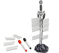 Épée en acrylique découpé au laser dans une base en cercle magique avec 12 drapeaux effaçables Parfait pour D&D, Donjons et Dragons, Pathfinder et autres RPG de table