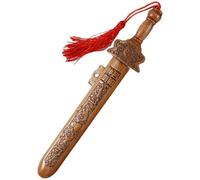 Épée en Bois de 7, 1 Pouces sculptée à la Main en Bois de pêche Chinois pour Enfants avec Pompon, Jouet décoratif pour Le Bureau et la décoration la Maison Toy Swords