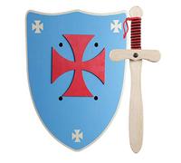 Épée et Bouclier Chevalier en Bois Faits à la Main - Jouet Garçons, Filles, Enfant - Complément Jeux, Jeux d'Imitation, Déguisement, Médiéval, Guerrier, Soirée à Thème, Moyen-âge (Bouclier Bleu)