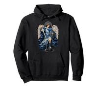 Épée et Bouclier de l'Archange Saint Michel Bleu Sweat à Capuche