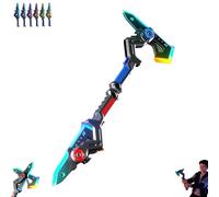 Épée et hache lumineuses 2 en 1, épées LED effet brouillard avec lumières et effets sonores multicolores, sabre laser et hache rechargeable par USB C pour fête cosplay (bleu + rouge, 2 pièces)