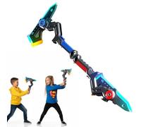 Épée et hache lumineuses 2 en 1, sabre laser et hache cool, épée jouet pour déguisement avec lumières LED clignotantes, avec effet de pulvérisation, cosplay, rave, accessoire d'Halloween et objet de