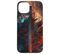Épée flamboyante et Bouclier de Pierre Le Symbole du Coque pour iPhone 15 Plus