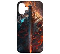 Épée flamboyante et Bouclier de Pierre Le Symbole du Coque pour iPhone 16 Plus
