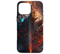 Épée flamboyante et Bouclier de Pierre Le Symbole du Coque pour iPhone 16 Pro Max