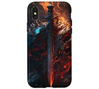 Épée flamboyante et Bouclier de Pierre Le Symbole du Coque pour iPhone X/XS