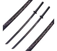 Épée Katana en polypropylène - Épée de samouraï d'entraînement japonaise, épée longue émoussée, pratique des arts martiaux, sûre, facile, cosplay, noir, dragon, feu, pour homme et femme, deux feux